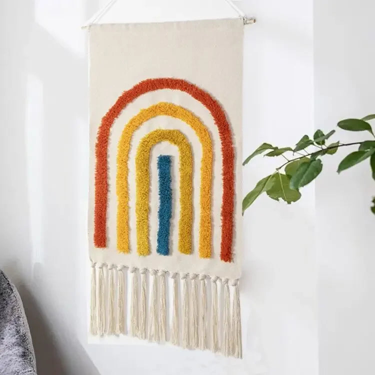 Home decoration Bohemian Tapestry Wall decor aesthetic room Tassel Macrame Hanging Art geometric Woven Cotton Handmade Linen for