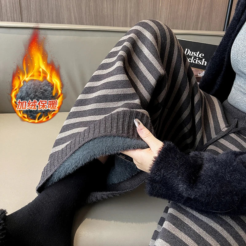 Women's Wide leg Jeans Contrast Color Stripe Pants Capris Floor Length Autumn Ladies Casual Pant Y2k Aesthetic Straight Pants