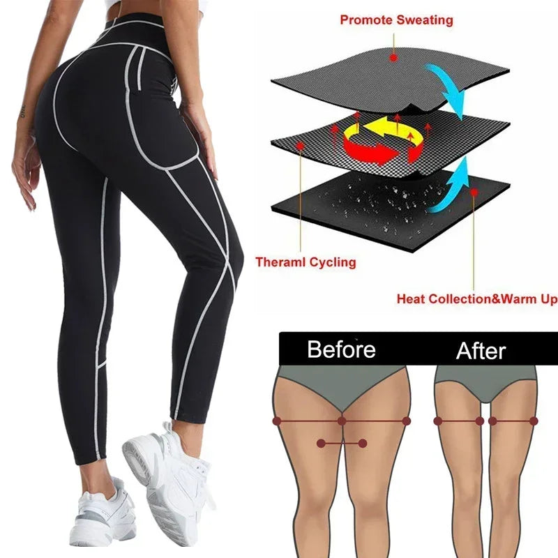 Hot Sauna Suit Sauna Sweat Pants Hot Thermal Sweating Shapers Women Weight Loss Fat Burning Corset Body Shaper Slimming Coats