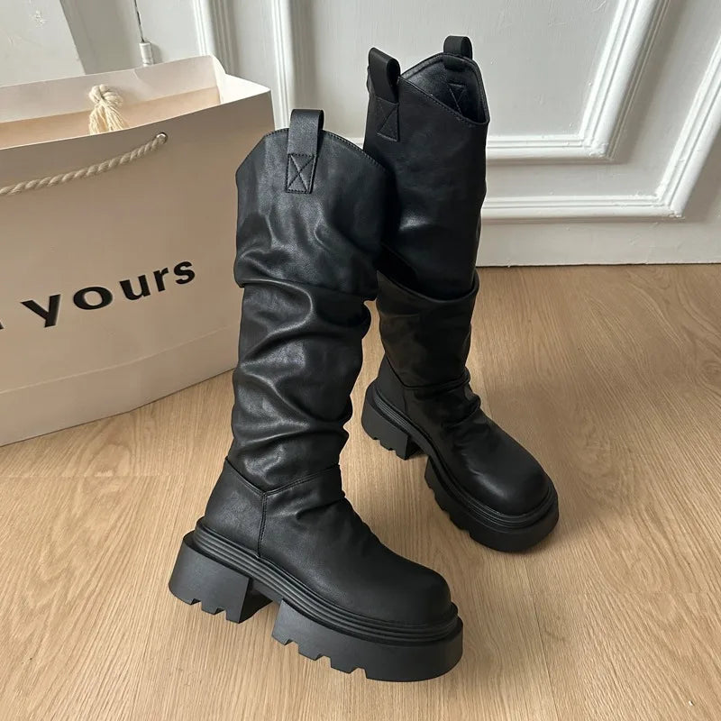 Women High Boots Platform Fashion New Shoes Designer 2025 Summer Brand Party Knee High Chelsea Boots Woman Shoes Mujer Botas