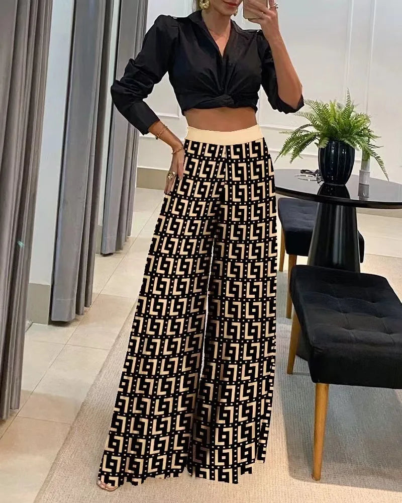 Women Clothing Wide Leg Pants For Women 2025 Fashion Striped Print Pantalones Spring Summer Casual Loose Lace Up Ropa De Mujer