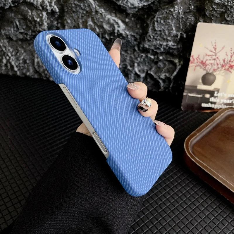 Simple Slim Matte Carbon Fiber Frameless Phone Cases for iPhone Shockproof Hard Cover 17 16 15 14 plus 13 pro Max 11 Half Pack