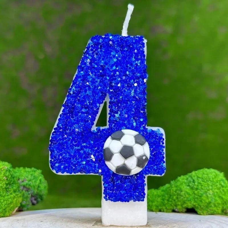 Blue football cake candle 0-9 number party decorative birthday decoration topper