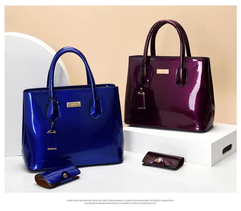 Women handbags high quality patent leather women’s bag fashion shoulder bag luxury tote bag + card package designer