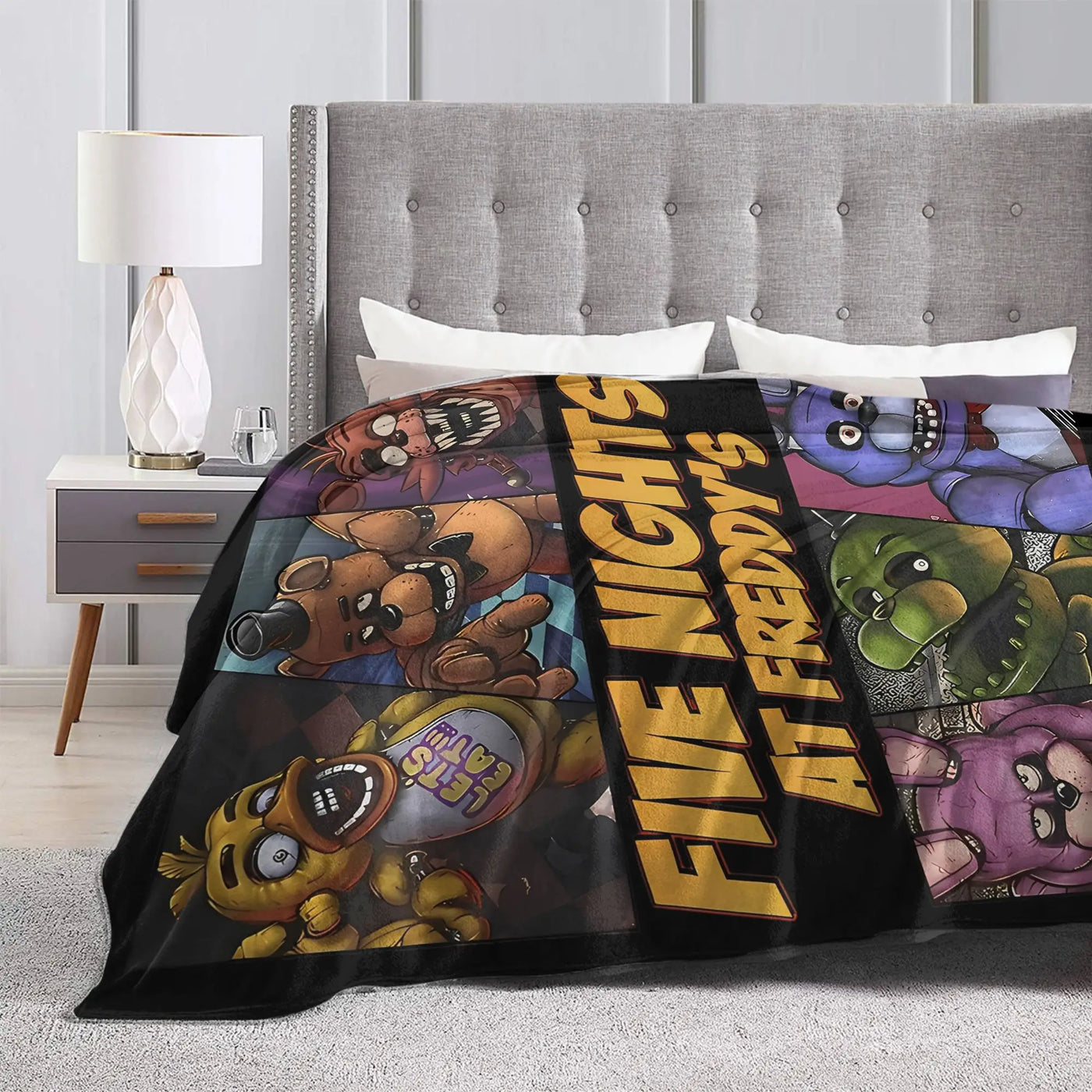 FNAF At Freddys Blankets Fleece Textile Decor Multi-function Super Soft Throw Blankets for Sofa Bedroom Bedspreads