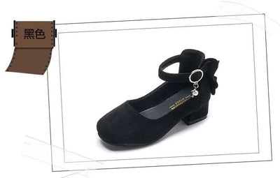 Kids Velvet Black, Pink, Red Leather High Heeled Shoes 3-15T | Girl's Princess Shoes For Party, Wedding, Dance | Children's Fashion