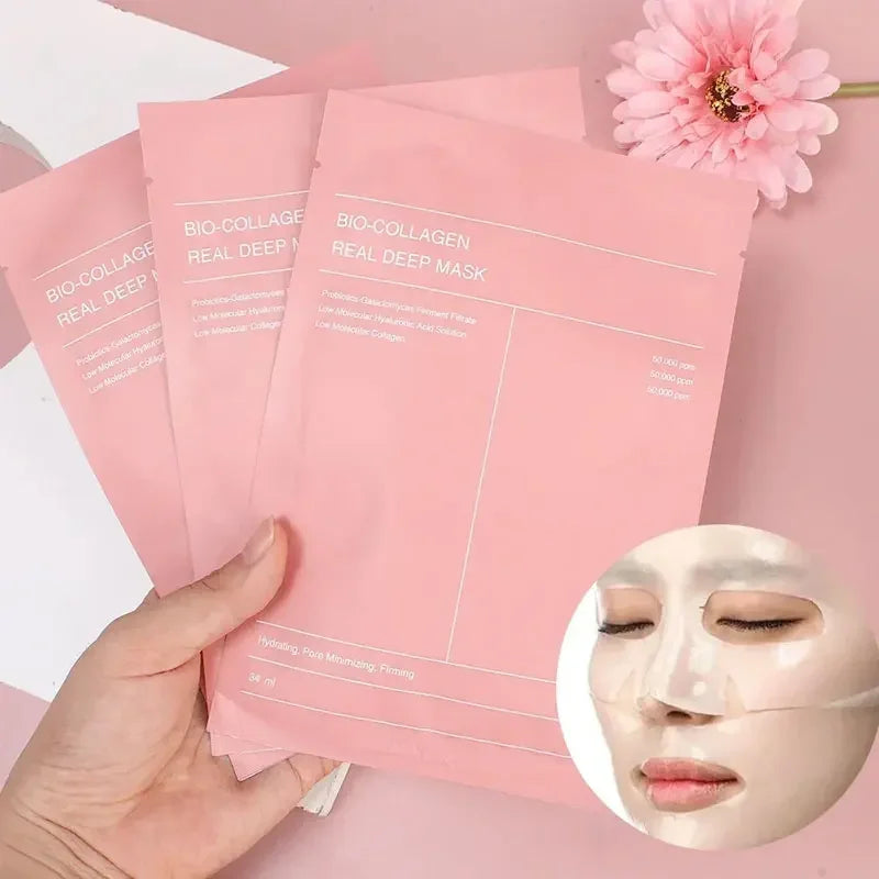 Bio Collagen Facial Mask Shrink Pores Deep Hydrating Overnight Mask Moisturizing Refreshing Brightening Face Korean Skin Care