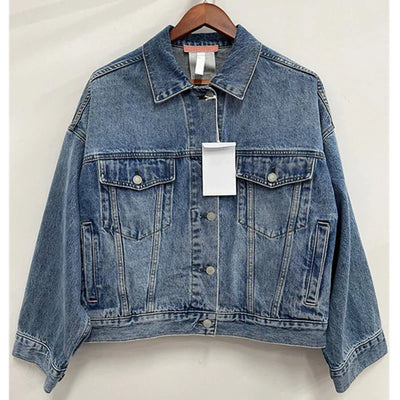 Dave&Di 2025 Minimalist Women's Denim Jacket Retro Washed Boyfriend Style Loose Bomber Jacket For Ladies