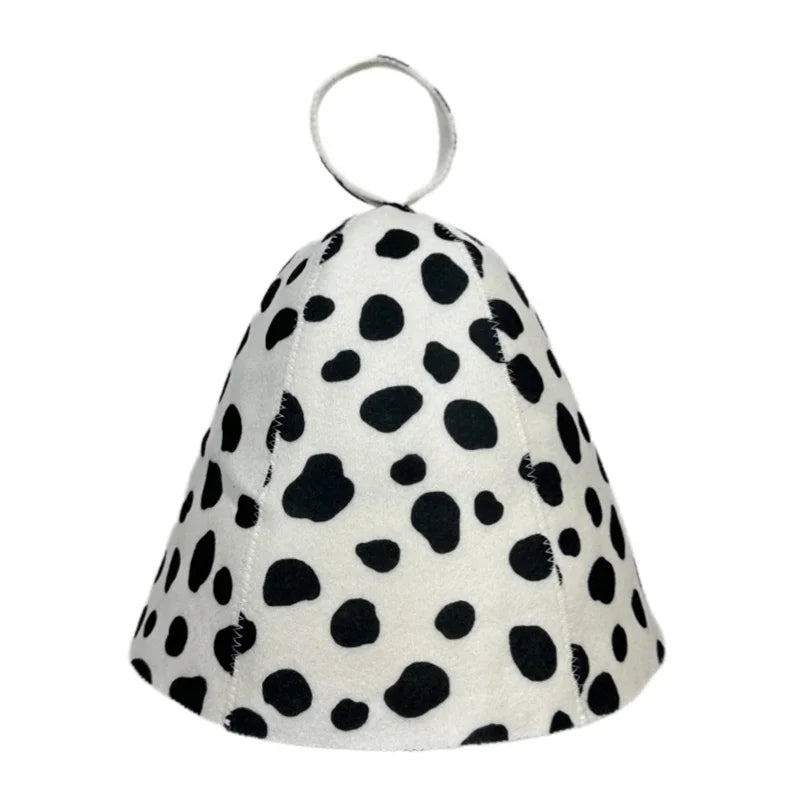 New Cute Russian Sauna Caps With Spot Printing Fashion Felt Sauna Hats with Hanging Loop