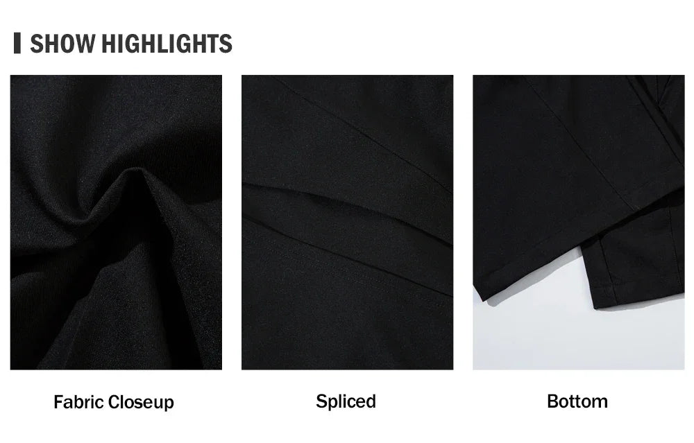 Spliced Wide Leg Pants Mens Solid Color Spring Summer Casual Streetwear Loose Wide Leg Trousers Men