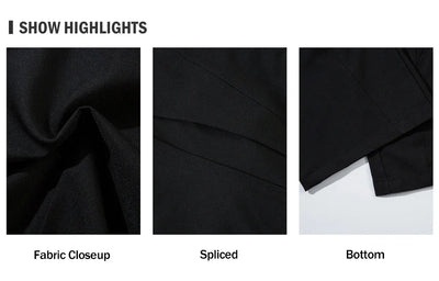 Spliced Wide Leg Pants Mens Solid Color Spring Summer Casual Streetwear Loose Wide Leg Trousers Men