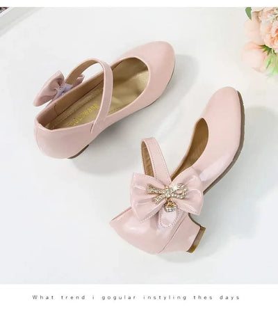 Children's Leather High Heels Shoes | Casual Soft Bottom Footwear Kids