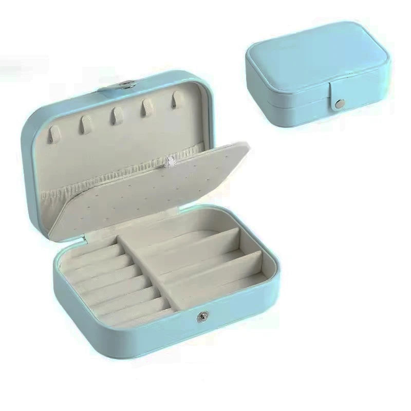 Portable Jewelry Storage Box Travel Organizer Jewelry Case Leather Storage Earrings Necklace Ring Jewelry Organizer Display