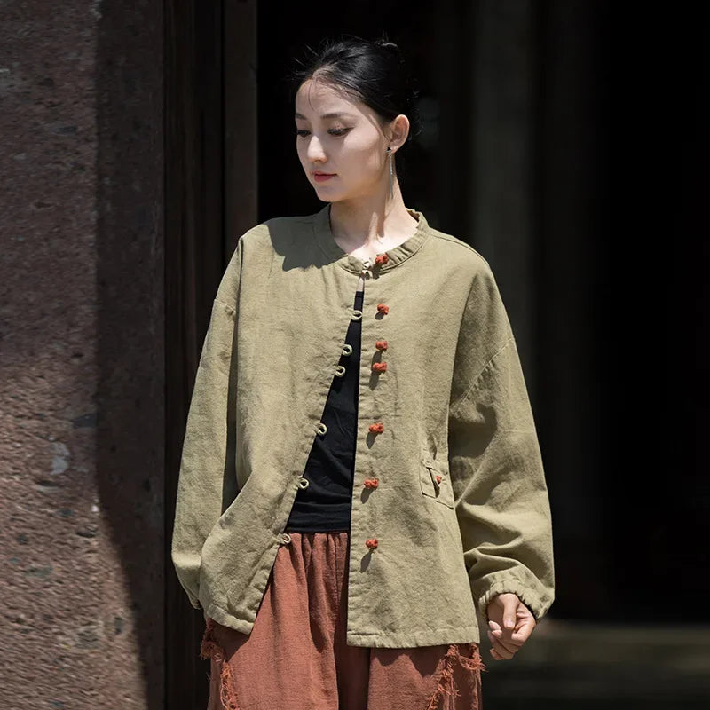 Women's Literary Vintage Ramie Linen Tops