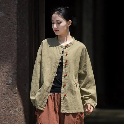 Women's Literary Vintage Ramie Linen Tops