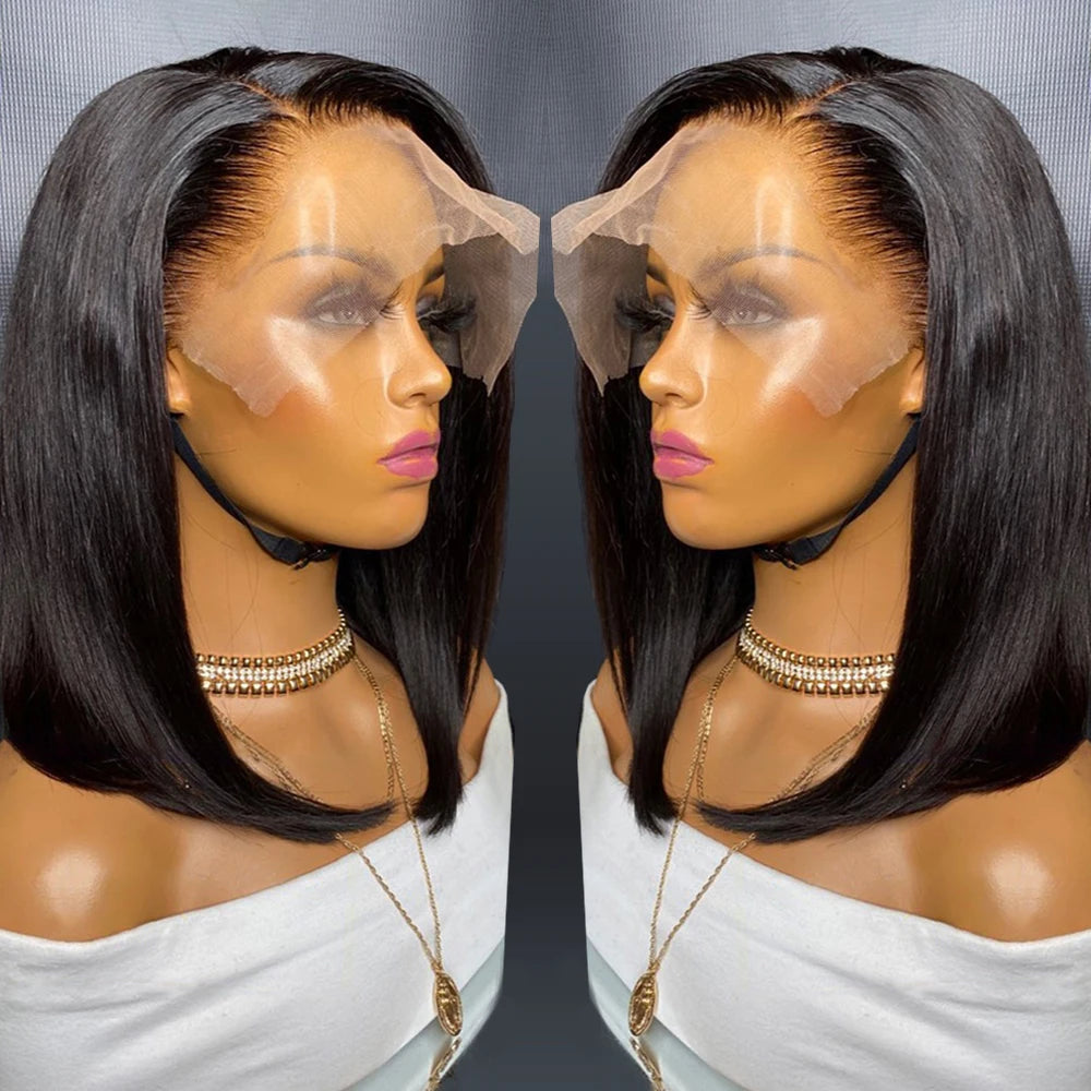 13x4 Short Bob Wig Lace Front Human Hair Wig For Black Women Brazilian Hair Wigs Pre Plucked Hd Straight Lace Front Wig Bob Wigs
