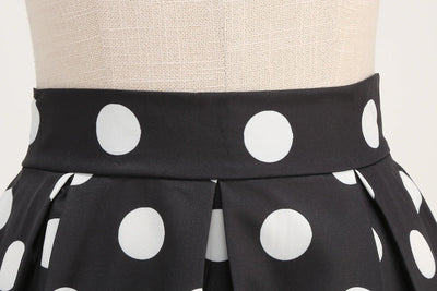 Summer Casual Women Midi Skirt Polka Dot High Waist Retro Vintage 50s Pleated Party Skirts