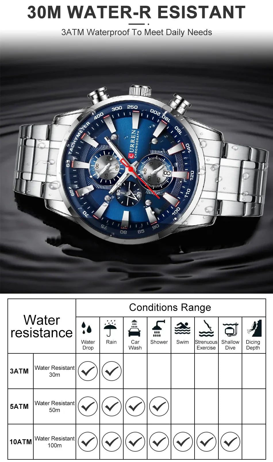 New Watches for Men Top Luxury Brand CURREN Quartz Men’s Watch Sport Waterproof Wrist Watches Chronograph Date Relogio Masculino
