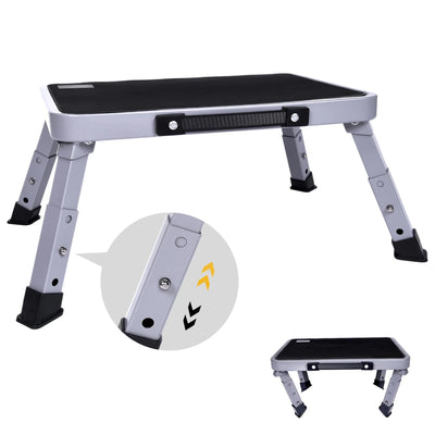 3-step adjustable folding step stool, foldable step stool, safer metal step stool for bedrooms, kitchens, offices, SUVs, etc. fo