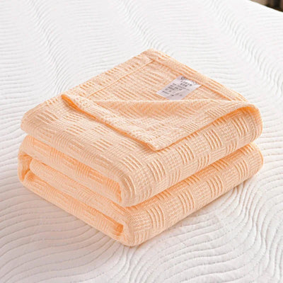 100% Cotton Plaid Weave Blankets Single Double Queen King Size Lightweight Soft Blanket for All Season Bedspreads for Bed Sofa