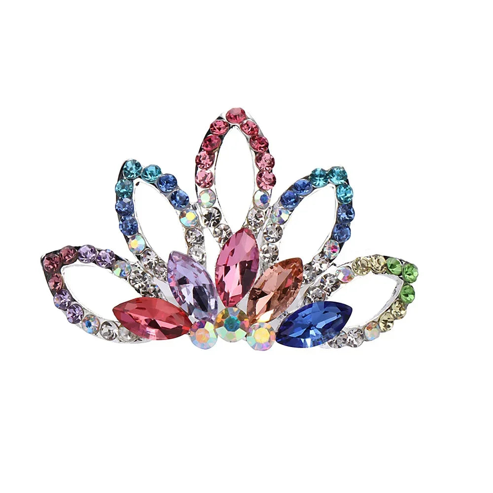 Wedding Jewelry for Girls Kids Gift Gem Princess Hairpin Tiara Crown Hair Comb Flower Crystal Rhinestone Hair Jewelry