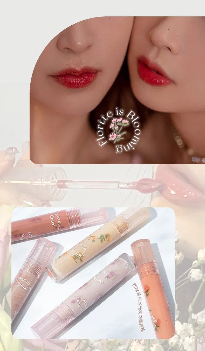 FLORTTE Beauty Lip Lasting Tint First Kiss Series Water Glossy Nice To Meet Chu Blooming Liquid Lipstick Makeup Women Cosmetics