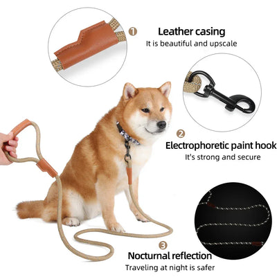 Dog Leash Reflective Lead Dog Pet Leashes Long Lanyard Walking Reflective Traction Rope for Puppy Small Medium Large Dogs