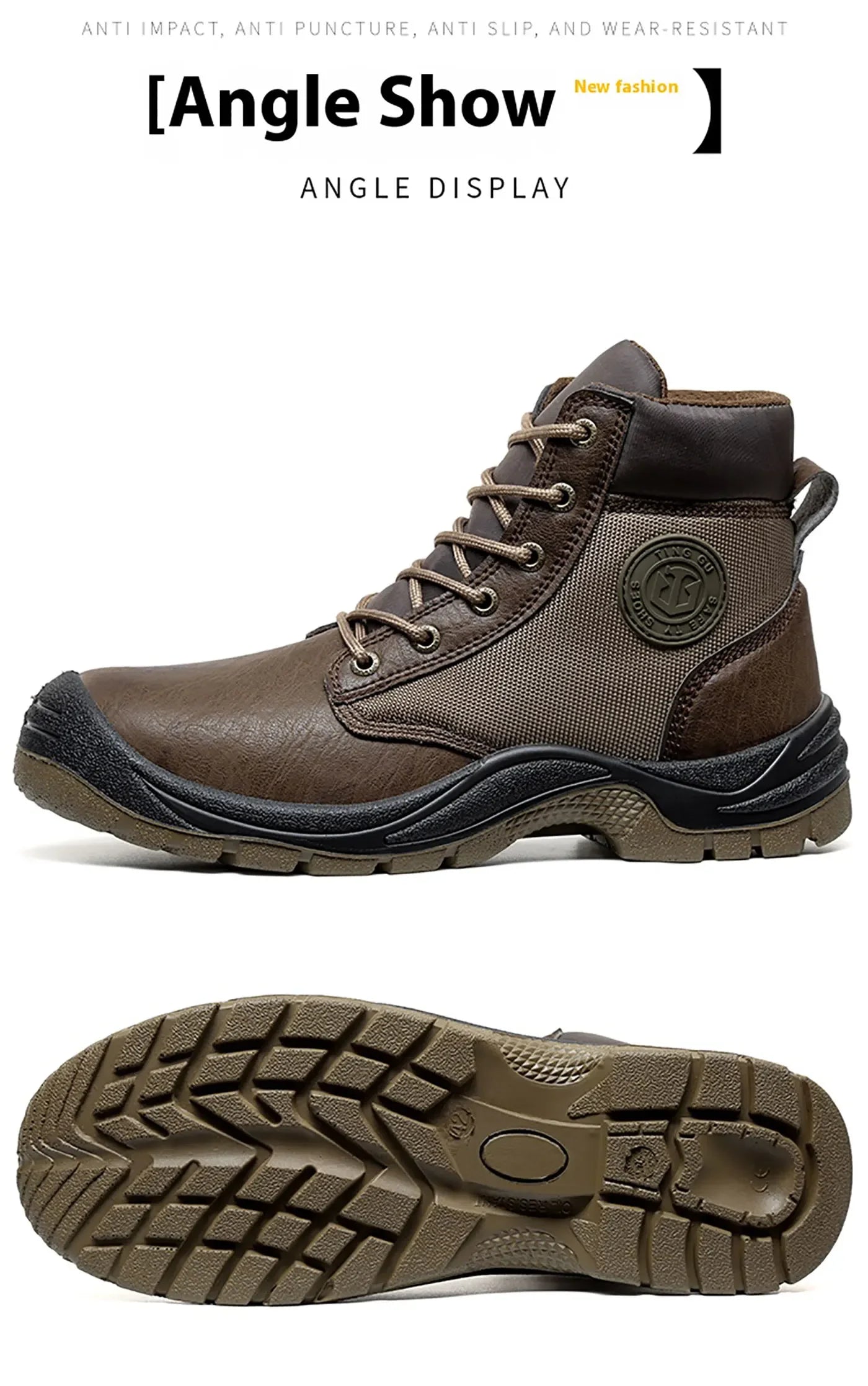 Men's safety shoes are anti smashing, anti piercing, anti-static, anti slip, wear-resistant, and splash proof work shoes