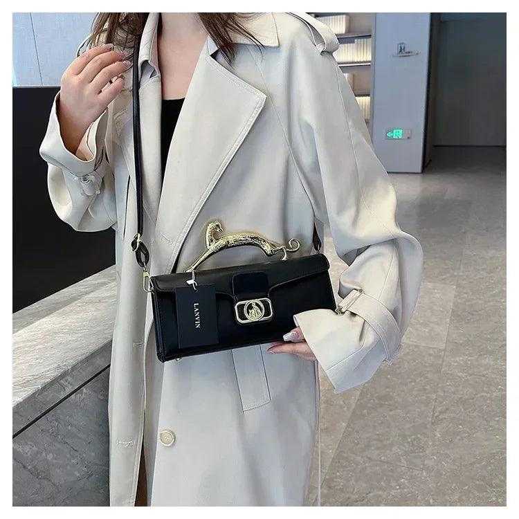 Women’s handbag new bags for women metal handle leather famous brand designer crossbody fashion trend shoulder bag