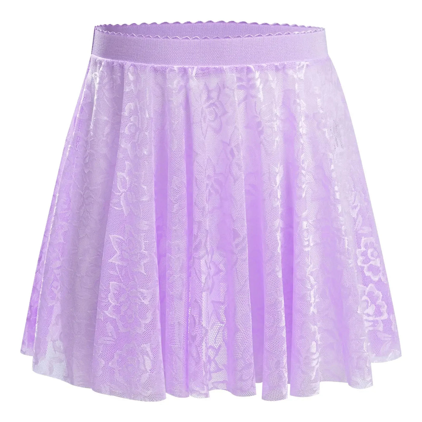 Kids Girls Ballet Dance Skirt Costume Floral Lace Pattern Cover-up Overlay Mini Skirt for Practice Performance Competition