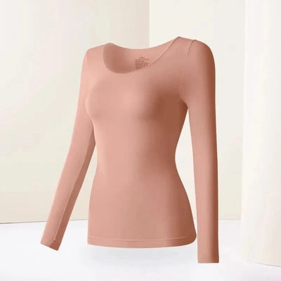 Women Thermal Underwear Long Sleeves Bottoming Shirt Pullover Elastic Casual Solid Top