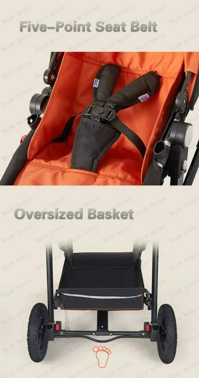 New Twins Baby Stroller Foldable Double Baby Stroller for Two Children Shock-absorbing Twin Baby Stroller Four Wheel Cart