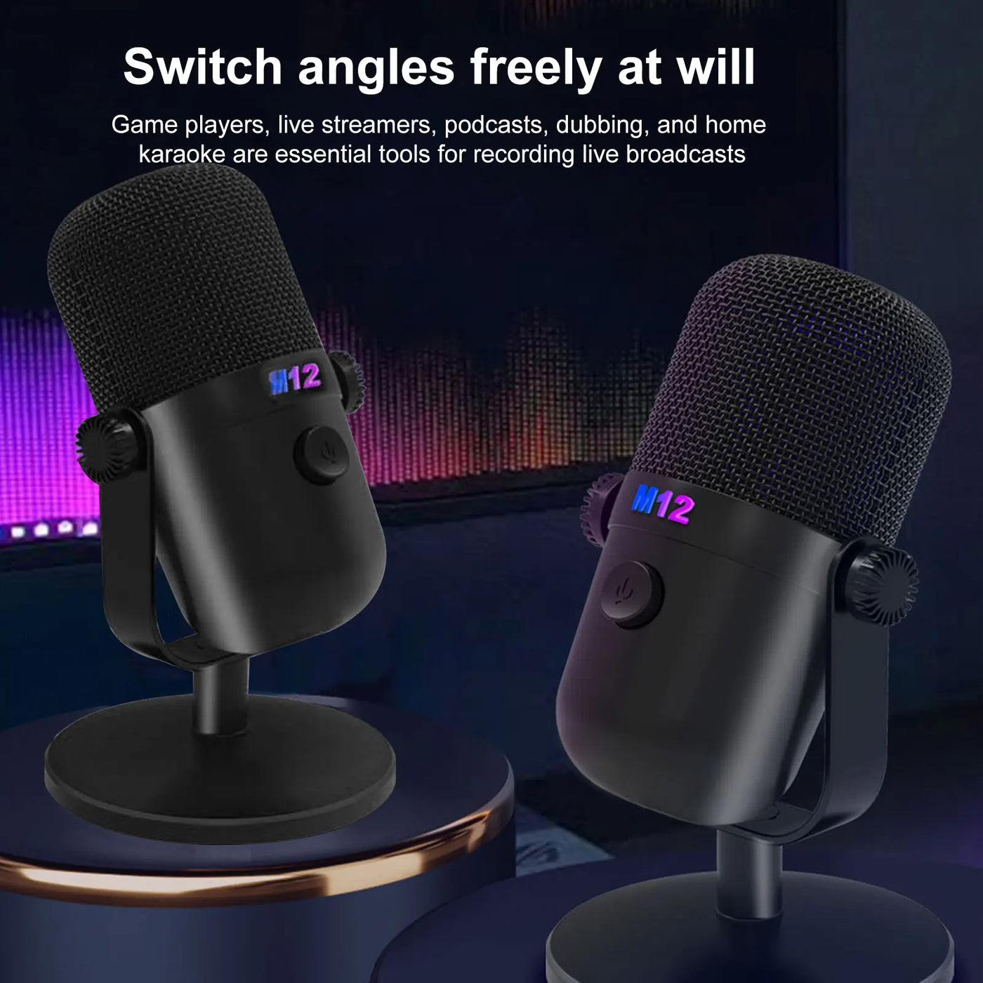 USB Condenser Microphone Gaming Mic RGB Lighting Effects for Laptop Phone Recording Live Streaming Karaoke Music Accessories