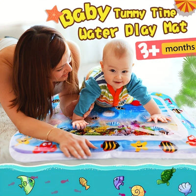 Tummy Time Water Mat with Gift Box for Infants Toddlers Baby 3 Months+, 26x20 in,waterplay,outdoor,summer fun,Christmas gift