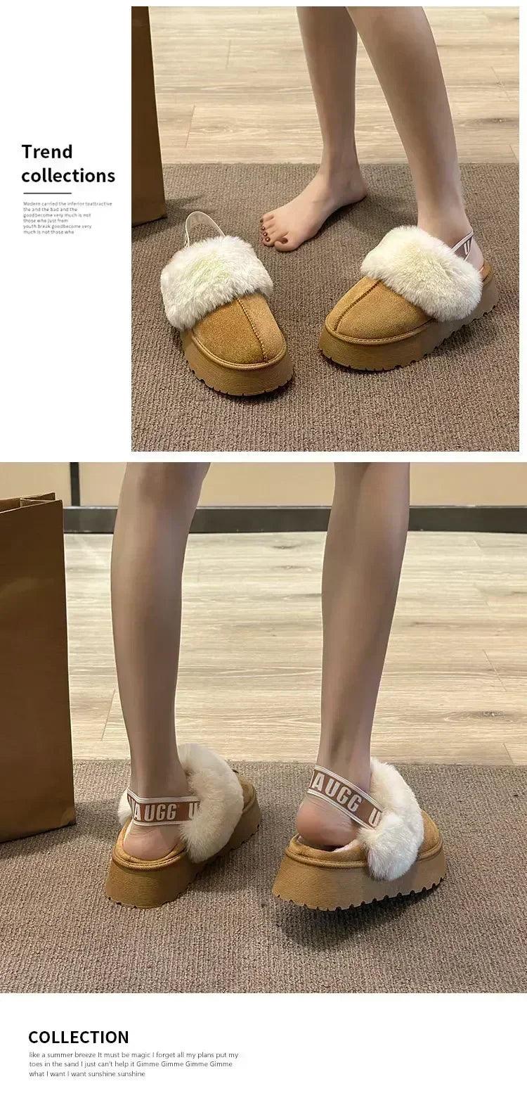 2024 new winter snow boots for women - fur lined with thick fleece and warm cotton