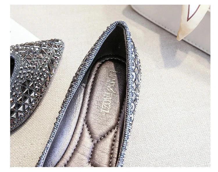 Women’s ballet rhinestones flats female plus size 43 slip on boat shoes chaussure