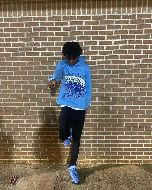 Y2K Cobweb Printed Hoodies Women Autumn Winter Harajuku Zip Up Hooded Sweatshirt Men Gothic Hip Hop Oversized Jackets Streetwear