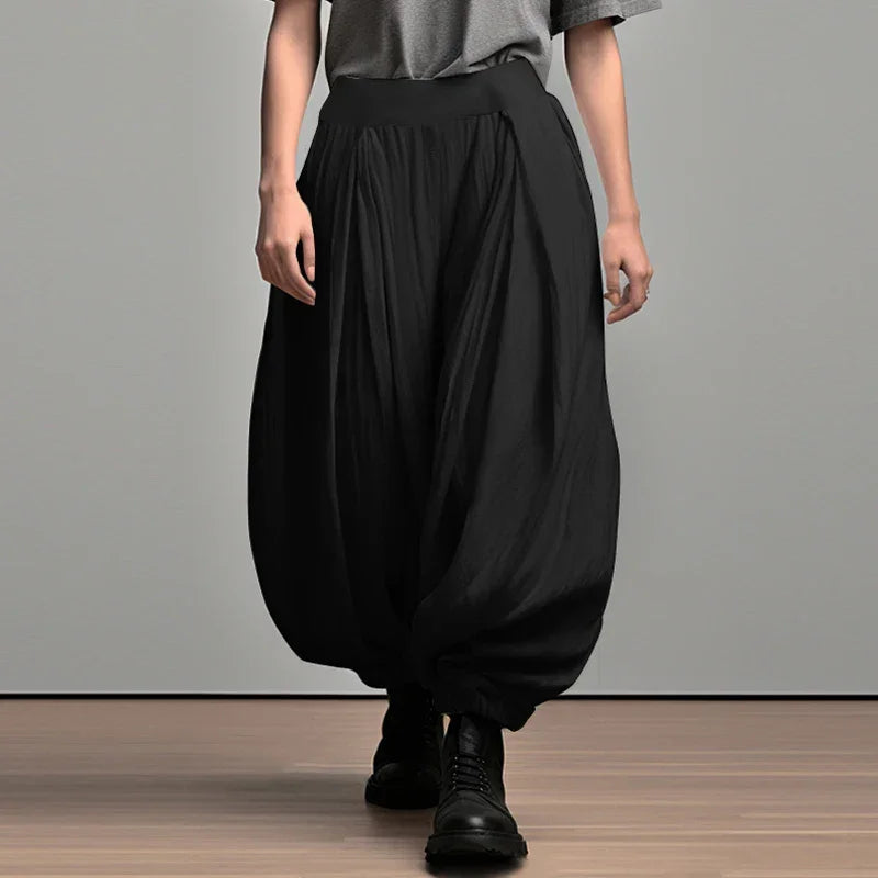 2024 Men Wide Leg Pants Solid Color Elastic Waist Loose Casual Trousers Men Oversize Streetwear Fashion Long Pants S-5XL INCERUN