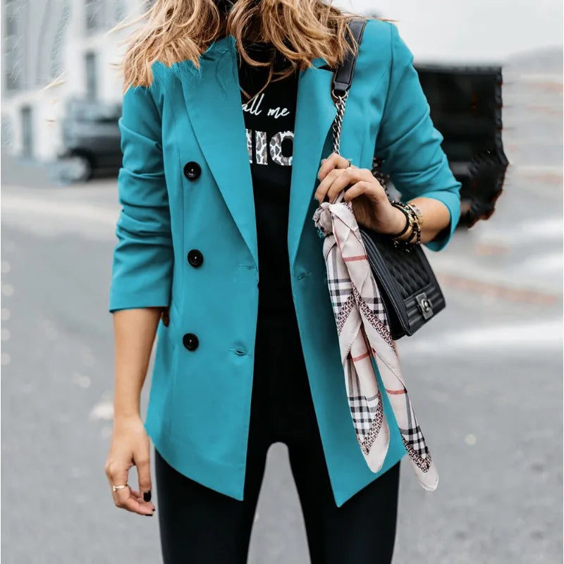 Autumn Winter Women Blazer Top Office Lady New 2025 Fashion Long Sleeve Lapel Collar Button Loose Suit Coat Jacket Outwear