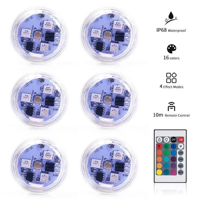 Mini Submersible Led Light Underwater Lights With Remote Control RGB Night Light Pool Light for Pond Bathtub Party Swimming Pool