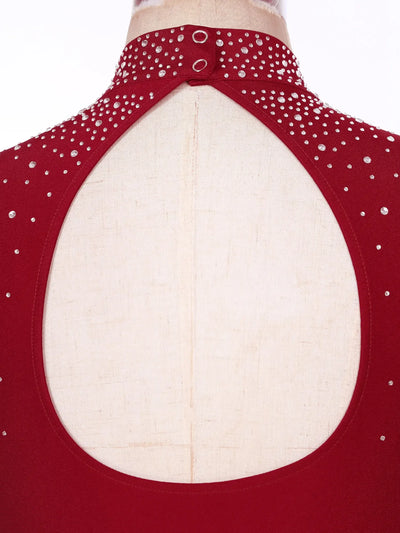 Women Lyrical Contemporary Ballroom Modern Dance Costume Dancing Prom Gown Side Split Maxi Dress for Ballet Gymnastics Skating