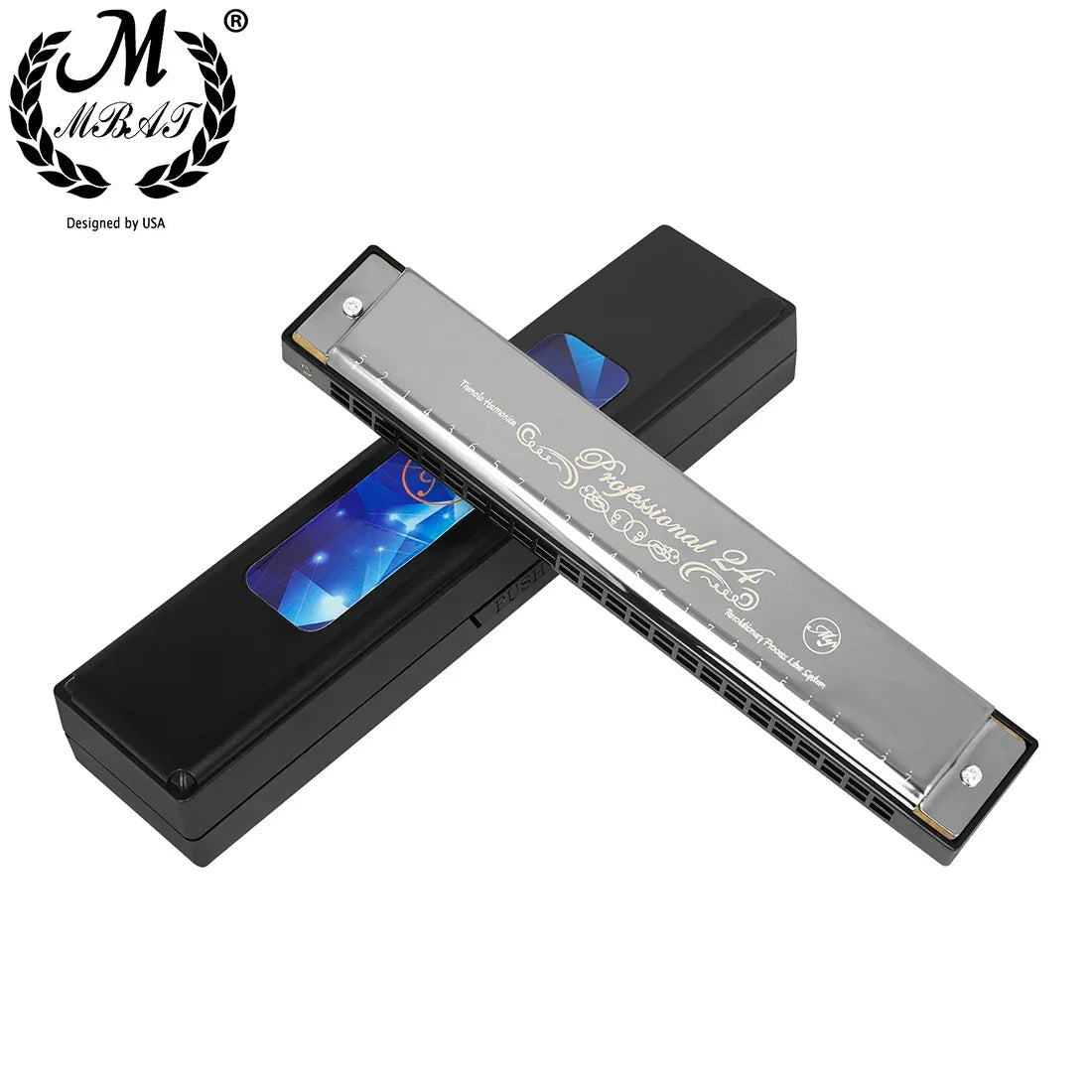 24 Holes Harmonica Key of C Professional Tremolo Mouth Organ With Case For Adults Professionals and Students Harmonica