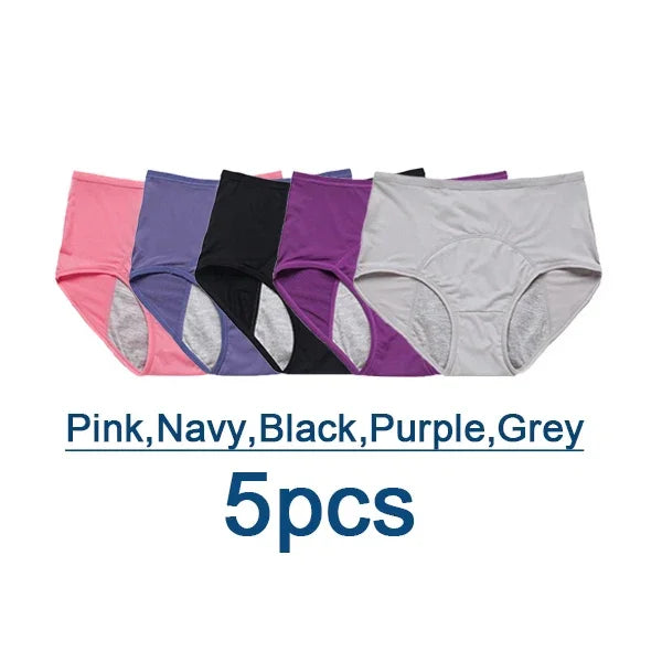 5pcs/Set Leak Proof Menstrual Panties Women Period Underwear Sexy Pants Physiological Underwear Plus Size Waterproof Briefs