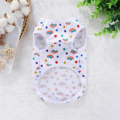 Summer Pet Dog Cooling Vest Cartoon Soft Clothing Summer Casual Shirts Small Medium Large Dogs Puppy French Bulldog Clothes