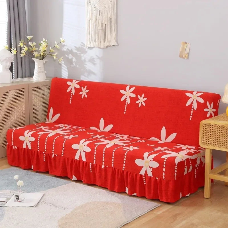 1/2/3Seater Sofa Bed Cover with Elastic Printing Seat Cover Armless Sofa Bed Cover Sofa Covers for Living Room Home Decor