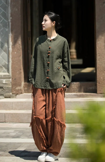 Women's Literary Vintage Ramie Linen Tops