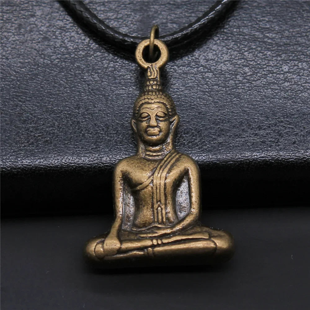 Religious Necklace Buddhist Buddha Statue God Buddha Necklace Charm Buddhist Meditation Hinduism Zazen Necklace