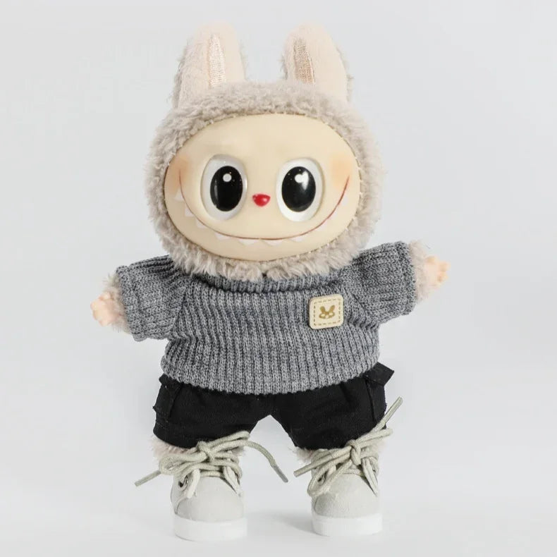 Labubu 17cm  Shoes Fashion labubu Canvas Shoes Clothes Cartoon Baby Canvas Leather Shoes Doll Universal Clothing Accessories