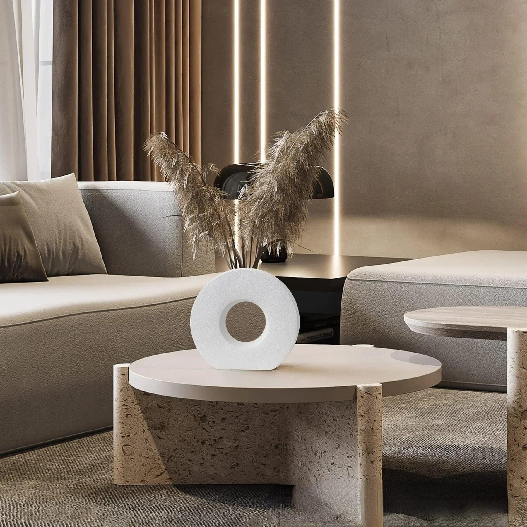 Nordic home decor vase decoration donut luxury living room simple flower matte centerpiece