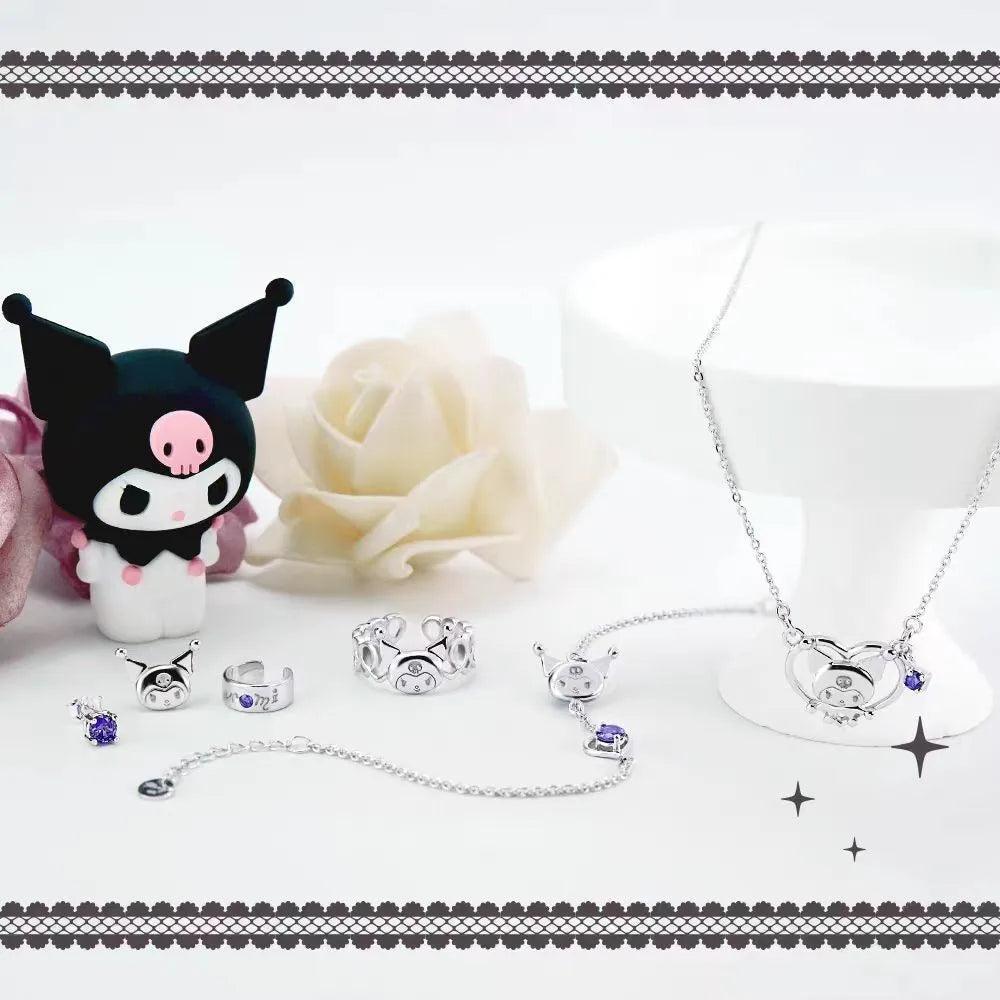 Sanrios luxury necklaces cute anime figure kuromi silver necklace clavicle chain pendant for women jewelry accessories